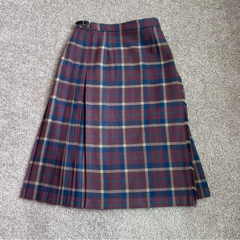 VTG Pitlochry Knitwear 100% Wool Plaid Pleated Tartan Kilt Skirt Scotland Sz 10